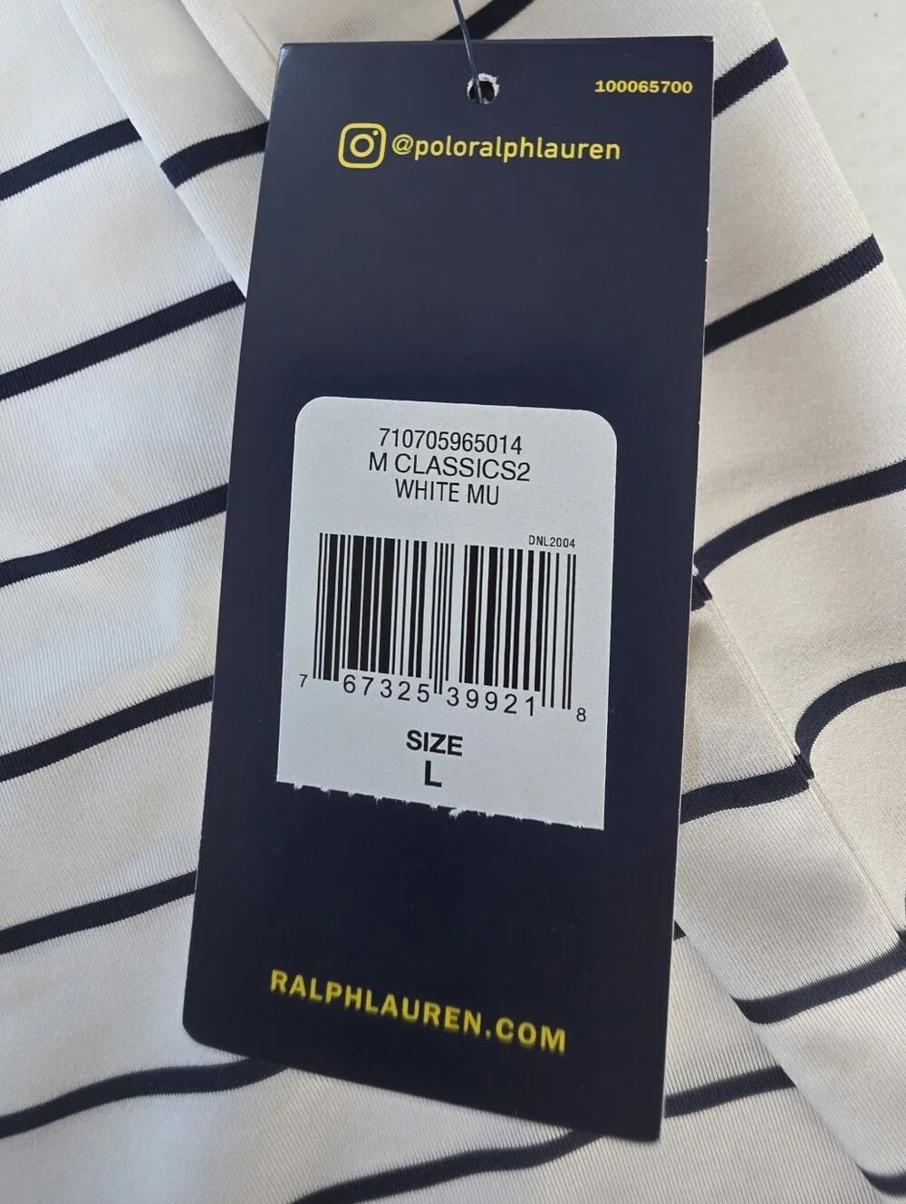 Polo Ralph Lauren Performance Polo Shirt Mens L White Navy Stripe NWT Golf